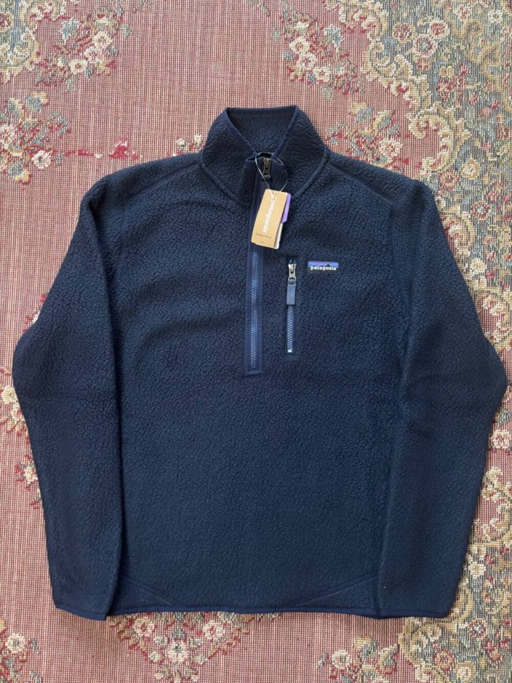 NWT Patagonia Retro Pile Pullover Men Navy Blue Fleece